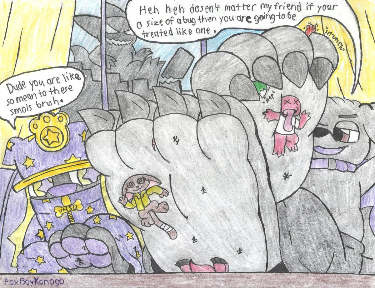 FoxBoyKonogo Foxever (@foxboykonogo) on Twitter photo Smol Ventures 192:  just more smol explorers smooshed flat underpaws of <a href="/BoonieBooner/">Stinky Boone</a> and 🐶Violet Noir Stardust a highly popular rapper  just hanging out with each other, so guess those smols should have known better not to come across under these doggos paws. Smol Ventures 192:  just more smol explorers smooshed flat underpaws of <a href="/BoonieBooner/">Stinky Boone</a> and 🐶Violet Noir Stardust a highly popular rapper  just hanging out with each other, so guess those smols should have known better not to come across under these doggos paws.