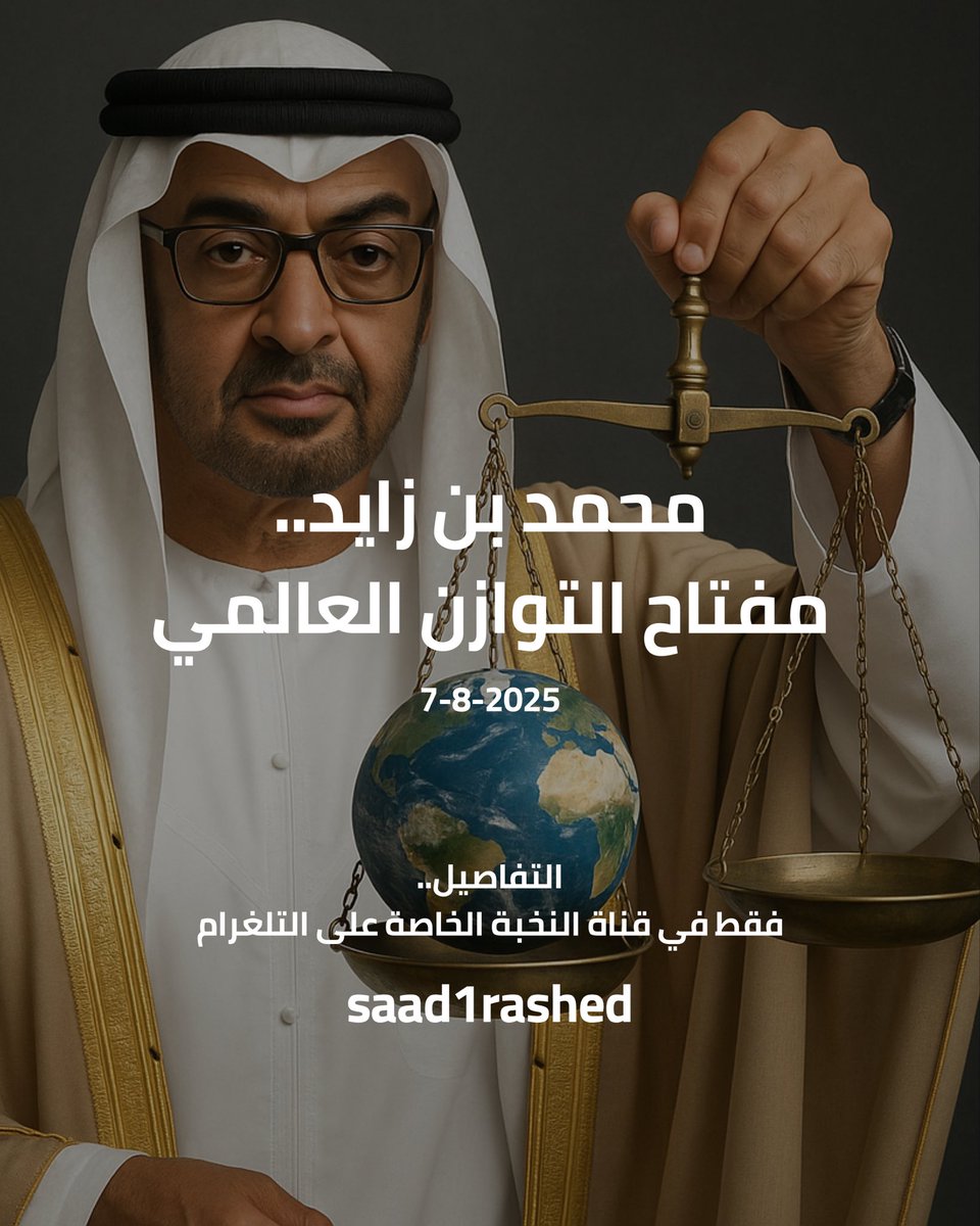حين يتحدث العالم عن التوازن، هناك دائماً اسم يفرض نفسه بهدوء وحنكة…

محمد بن زايد، اللاعب الذي يغيّر قواعد اللعبة بين واشنطن وموسكو وبكين دون ضجيج،
ويعيد رسم خارطة المصالح الدولية بحركة واحدة على رقعة الشطرنج العالمية.

في زمن الاصطفافات الكبرى بين أمريكا وروسيا والصين، يبقى