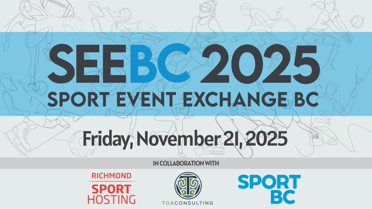Sport BC is proud to be working with <a href="/RichmondSH/">RichmondSportHosting</a>  and Toa Consulting to host a unique one-day learning opportunity for our members and the BC amateur sport community; Sport Event Exchange BC 2025, on Friday, November 21, 2025. 
Learn more and register here eventbrite.ca/e/149755187095…