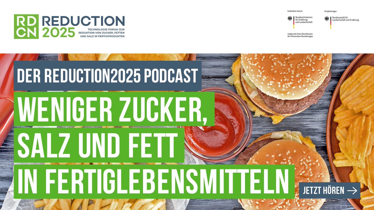Reduction2025 ist ein Vernetzungs- und Transferprojekt, das im Zusammenhang mit der ”Nationalen Reduktions- und Innovationsstrategie für Zucker, Fette und Salz in Fertigprodukten”.
Hier geht es zu unserem Podcast: 
reduction2025.de/podcast/
#evenionnews #reduction2025