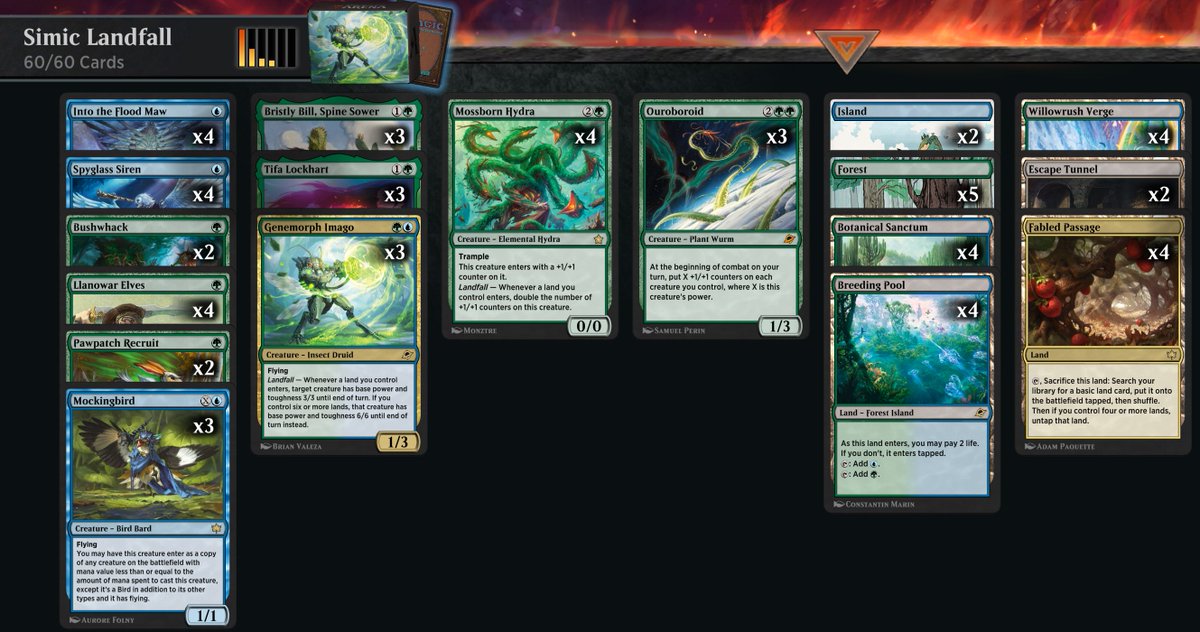 💪 Simic Landfall/ Counters supersizes your creatures. You're opponents won't know whats hit them 😏

This deck hits hard and is very resilient in Bo1 meta

Ouroboroid is a beast

List in Alt
Video - youtu.be/i8mM6fSHYPw

<a href="/fireshoes/">Robert Taylor 🔥 🔜 PT SOS</a> #mtgeoe #mtgeternities