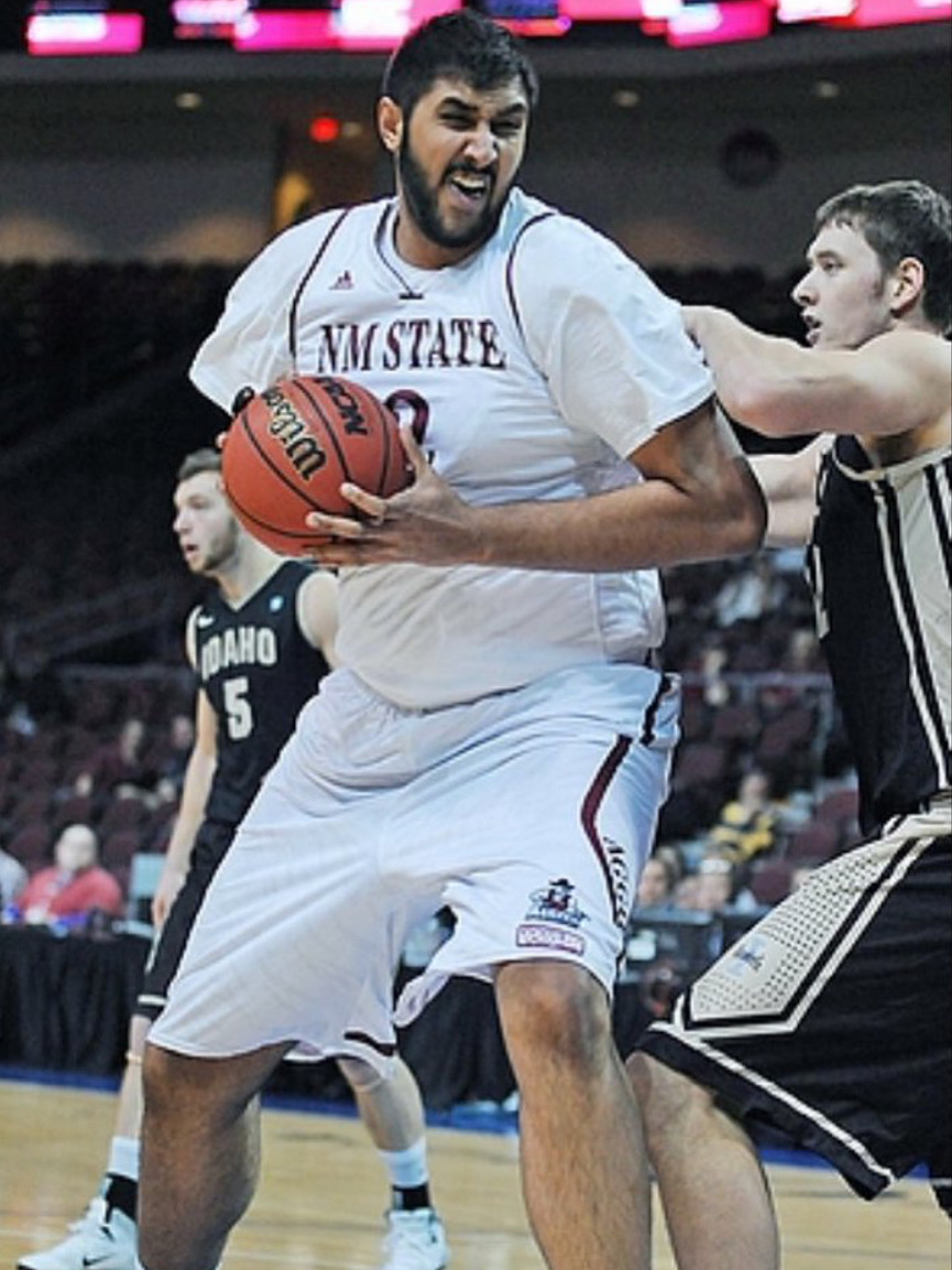 New Mexico State Men’s Basketball News (@nmstatembbnews) on Twitter photo Sim Bhullar is one of 17 Aggies to make the NBA. He led NMSU to two NCAA Tournament appearances in as many seasons with the program by averaging 10.2 points, 7.2 rebounds and 2.9 blocks per game (2012-14). He played in three games for the Sacramento Kings (2014-15).
<a href="/NMStateMBB/">NM State MBB</a> Sim Bhullar is one of 17 Aggies to make the NBA. He led NMSU to two NCAA Tournament appearances in as many seasons with the program by averaging 10.2 points, 7.2 rebounds and 2.9 blocks per game (2012-14). He played in three games for the Sacramento Kings (2014-15).
<a href="/NMStateMBB/">NM State MBB</a>