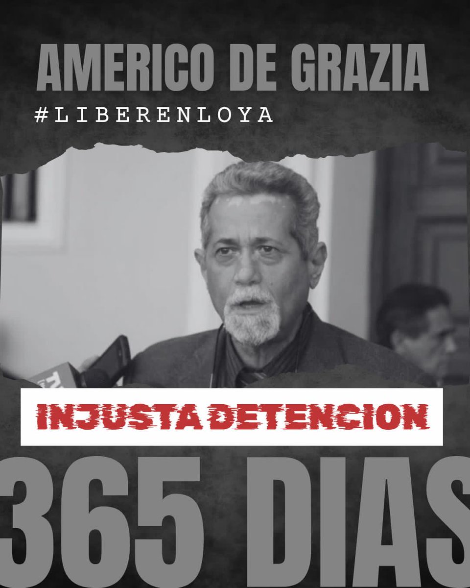 La Causa Я (@lacausarve) on Twitter photo Se cumplen 365 días de la injusta detención de <a href="/AmericoDeGrazia/">Americo De Grazia</a> .
No ha cometido ningún delito.
#LiberenloYa Se cumplen 365 días de la injusta detención de <a href="/AmericoDeGrazia/">Americo De Grazia</a> .
No ha cometido ningún delito.
#LiberenloYa