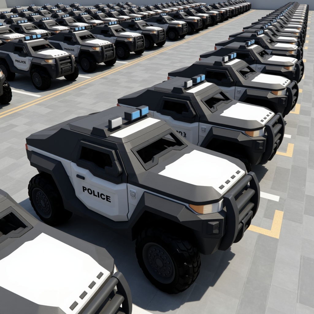 The LoRA lets me change colors and branding (police, Z.E.N. security etc.) and allows multiple instances that stay pretty consistent.