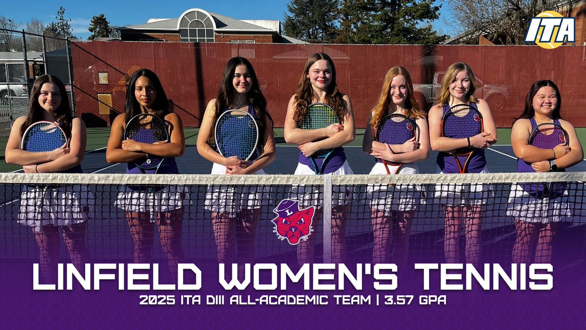 Linfield Women's Tennis has been named an Intercollegiate Tennis Association All-Academic team for 2025, with six Wildcats earning individual ITA Scholar Athlete honors📚🎾

Full Story: bit.ly/4frpaTv

#RollCats | #CultureWins | #d3tennis