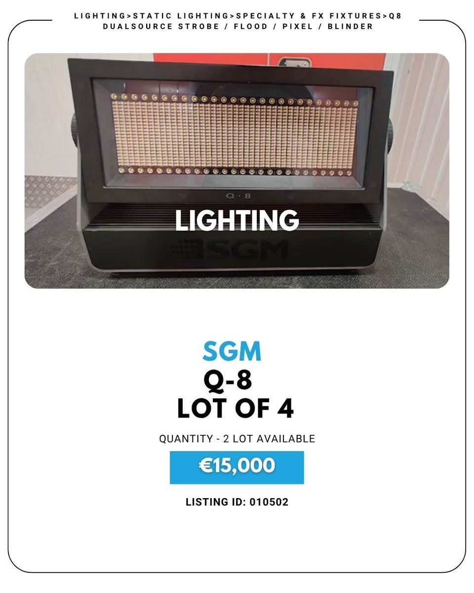 gearsource's tweet image. 🚨 For Sale: 4x SGM Q-8
💼 4-way flightcase
💡 Used only for demos
💶 €15,000 / lot
📍 Located near CDG, France
👉 2 lots available → hubs.la/Q03BT3JH0 
#sgmq8 #lightgear #geardeals