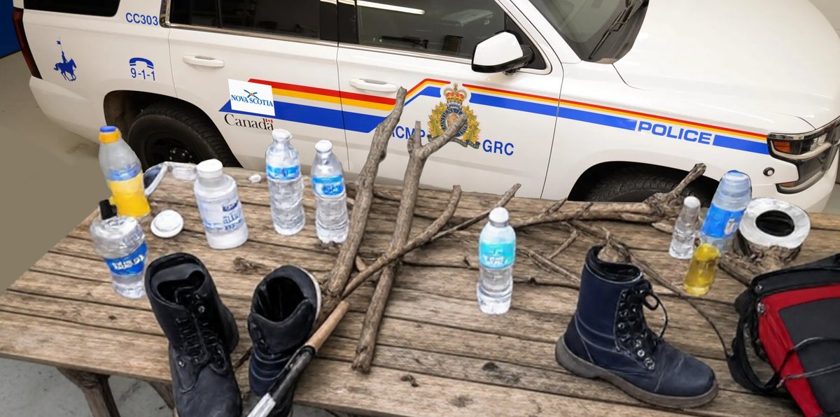 BREAKING: RCMP bust hikers in forest. Assault style walking sticks and hiking supplies including water were among the items seized. The forest is safer thanks to RCMP's efforts. If you suspect hiking, report it immediately. We're all in this together. #NovaScotia #cdnpoli