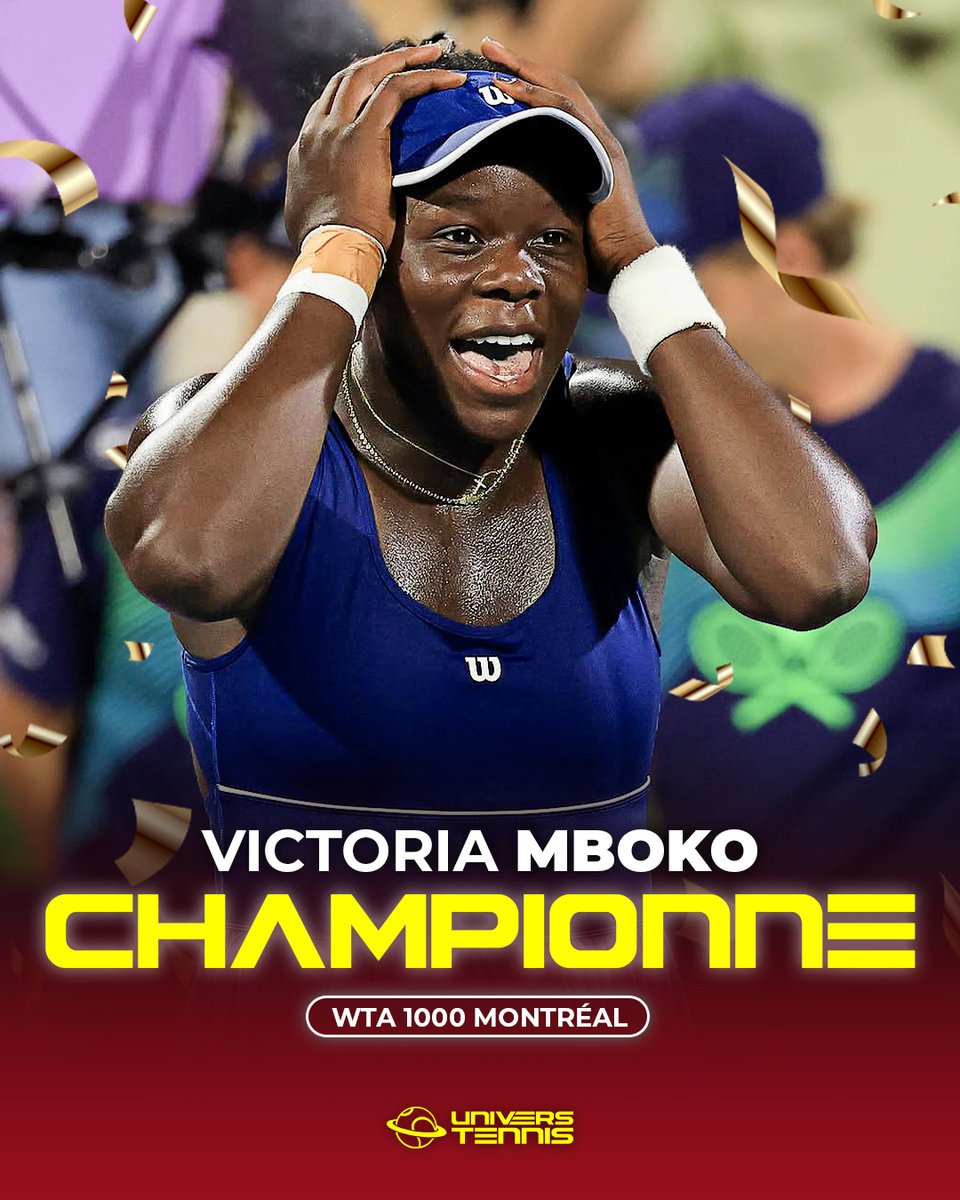 MBOKO CHAMPIONNE À MONTRÉAL 🏆

PHÉNOMÉNALE. Victoria Mboko s'impose en trois sets contre Naomi Osaka (2-6, 6-4, 6-1) et décroche son premier titre sur le circuit principal. 🤯🇨🇦

333e mondiale en début de saison, la Canadienne de 18 ans monte à la 25e place du classement. 💎