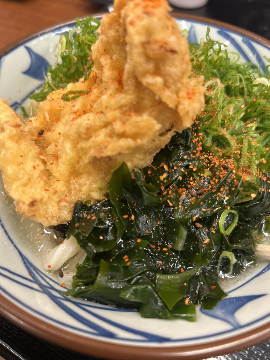 bemberamambo35's tweet photo. 丸亀製麺
冷海苔旨塩うどん
とり天ネギワカメ
やはり
熱いうどん汁が良いな https://t.co/4gCkpCZxCD