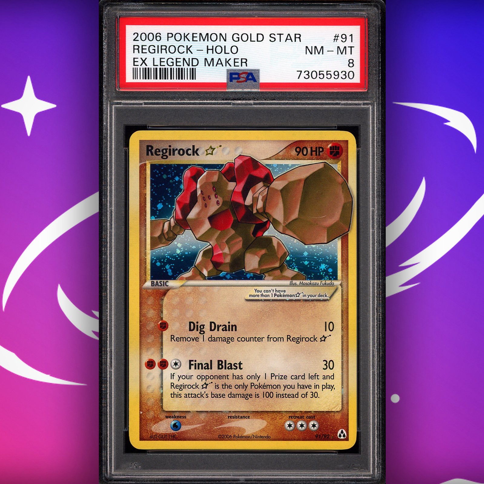 Regirock Gold Star Pokemon Card 059/086 Mirage Forest 2005 1st Ed