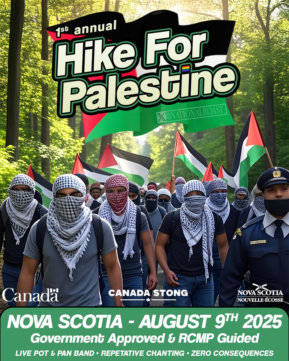 Join the 1st Annual Hike for Palestine on August 9, 2025, across Nova Scotia! Support the cause on trails and paths. Parks are closed, but hiking for Palestine has no consequences. Use the Canada Strong Pass for free access to Parks Canada sites until September 2, 2025. Step out