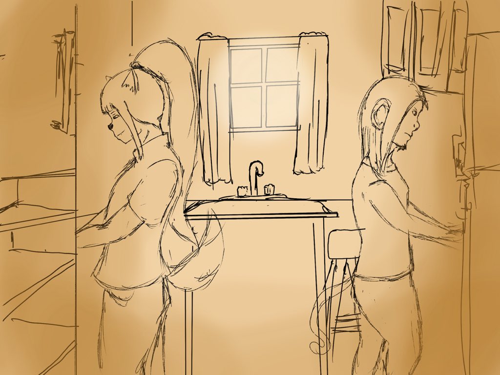 A scene I was writing that I decided to scratch between Zuron and Callisto, I doodle them out and add some lighting so I can write the scenes better. I’m sad I have to trash it but I’m gonna hold onto the memories of the scene 😭