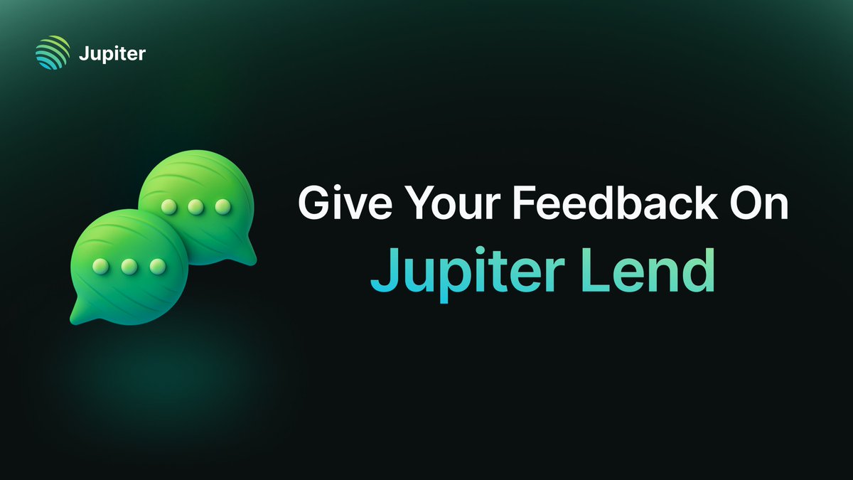 Jupiter Lend (@jup_lend) on Twitter photo We need your help to make Lend the best product possible.
If you've been using it and have any suggestions, please post them on feedback.jup.ag
Let's build this together. We need your help to make Lend the best product possible.
If you've been using it and have any suggestions, please post them on feedback.jup.ag
Let's build this together.