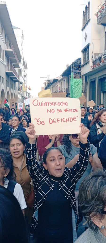 #UCuencaPresente l Al grito de ¡"Kimsakocha no se vende, se defiende"! la #UCuenca participó hoy en la marcha para defender el derecho al agua y la protección de los páramos; además de rechazar las medidas gubernamentales que amenazan la institucionalidad del Estado.