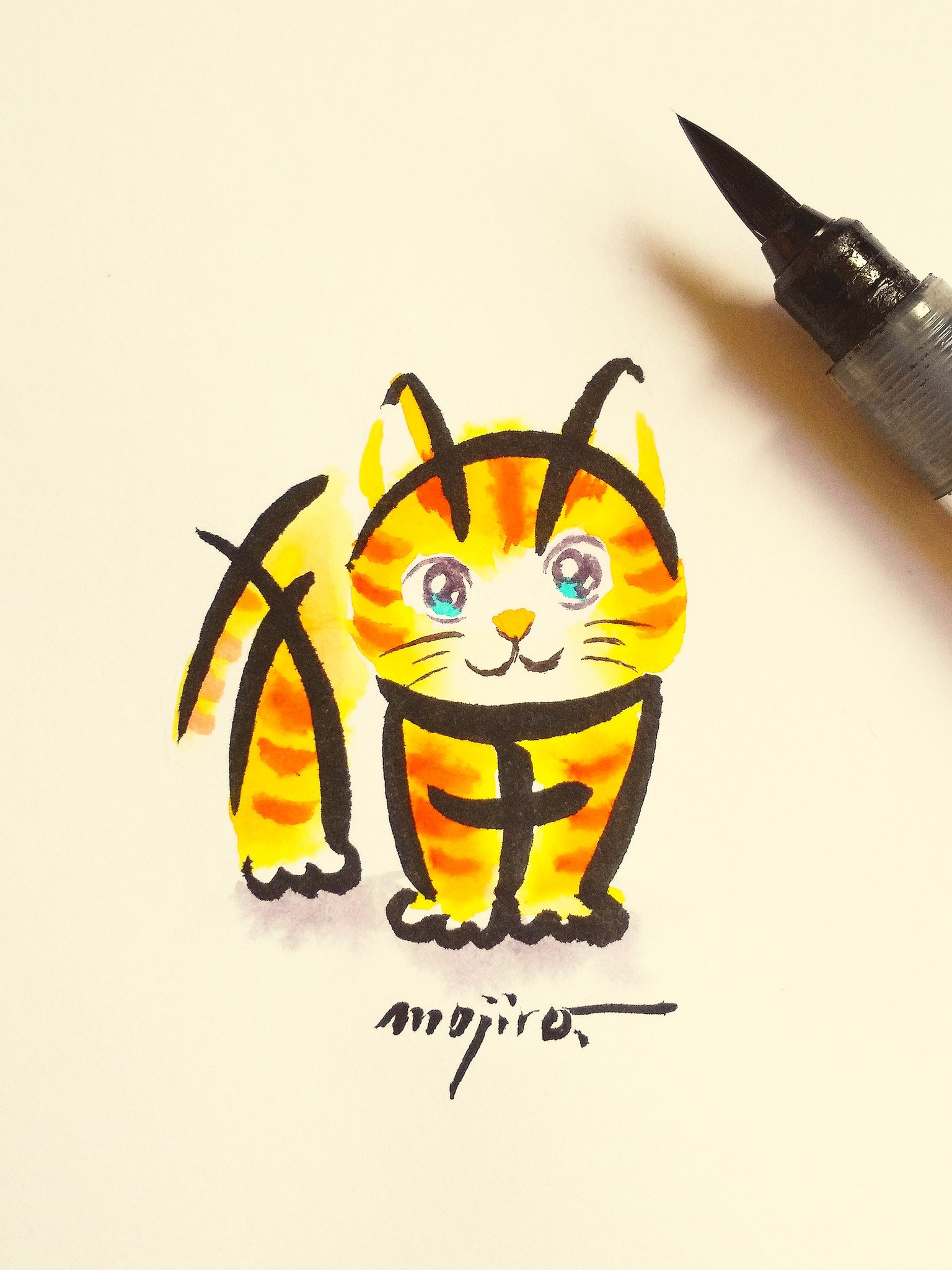 「ムサシ」猫イラスト（原画） 文字郎 on X: 