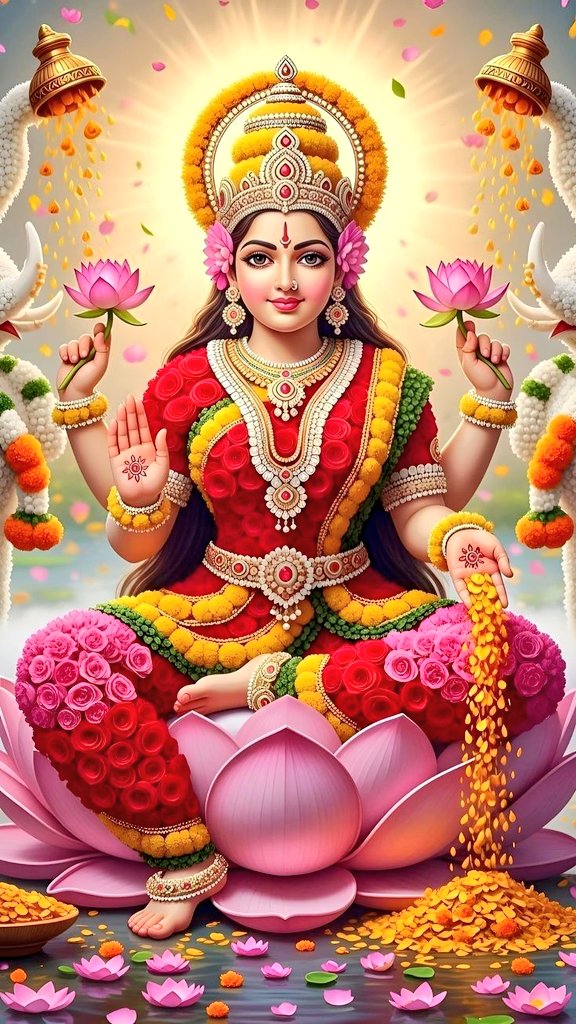 या देवी सर्वभूतेषु लक्ष्मी रूपेण संस्थिता नमस्तस्ए नमस्तस्ए नमस्तस्ए नमो नमः
जय महा लक्ष्मी 
जय माता दी 😍