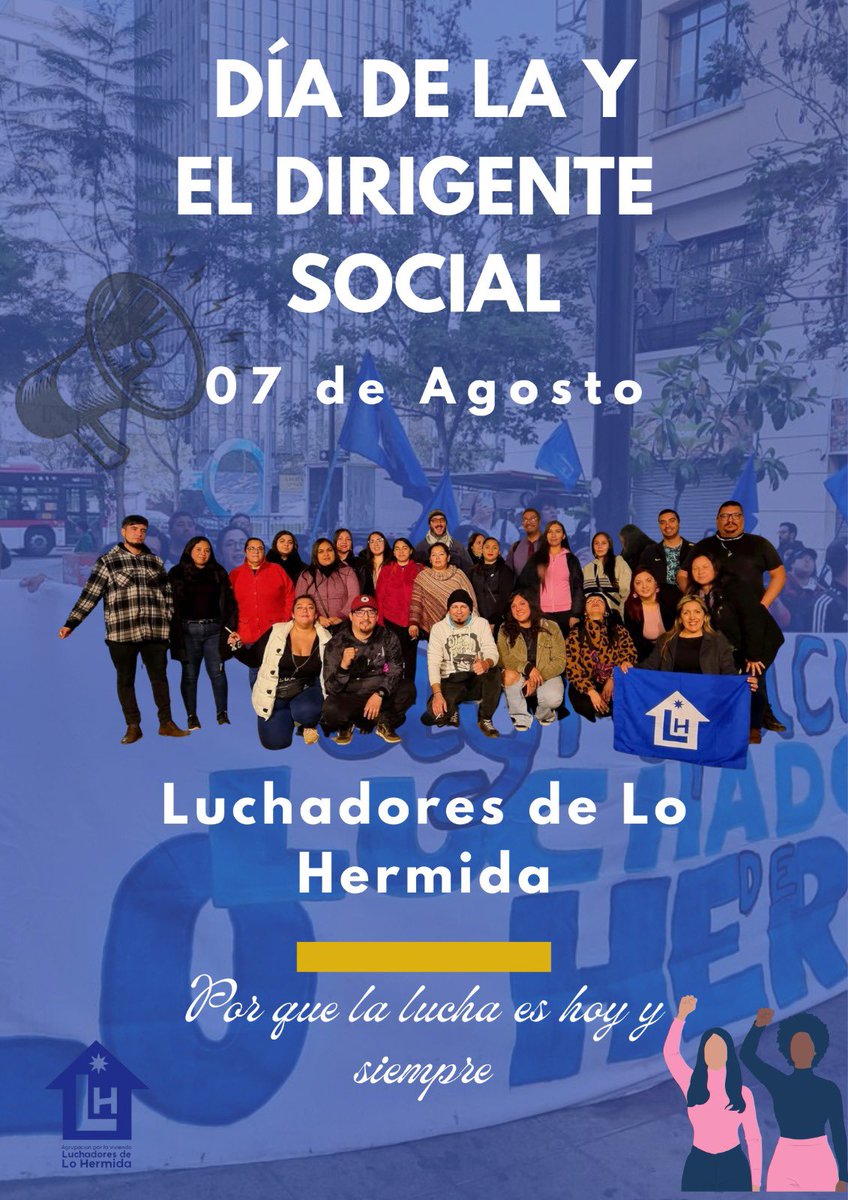 En este día saludamos a todos y cada uno de los dirigentes sociales del país, pero por sobre todo a los que somos de la agrupación Luchadores de lo
Hermida.
No hay dirigente sin comunidad, ni comunidad sin organización.❤️‍🔥✊🏽