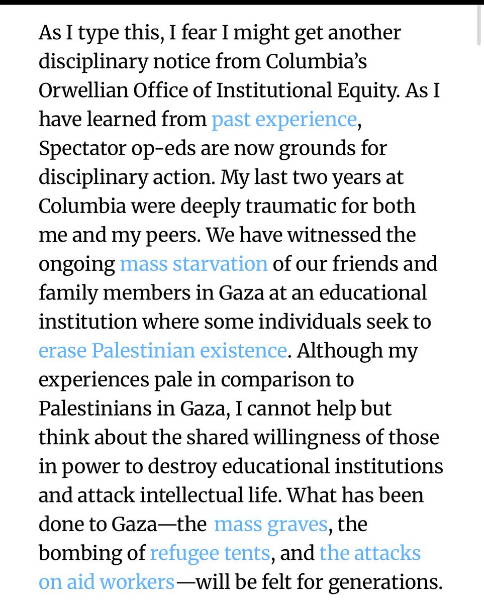 “I am constantly reminded that my existence creates a hostile environment for others, that I do not belong here. My student experience at Columbia has consisted of constant reminders that my mere presence is unacceptable.” Save this piece by <a href="/itslaylas/">Layla 🪬</a> in <a href="/ColumbiaSpec/">Columbia Daily Spectator</a>, because