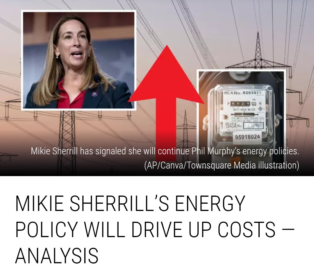 Murphy 2.0 Mikie Sherrill is signaling she would continue the energy policies of Gov. Phil Murphy that have resulted in a huge spike in our electric bills

She is more of the same and will destroy your bank accounts in the process 
nj1015.com/mikie-sherrill…