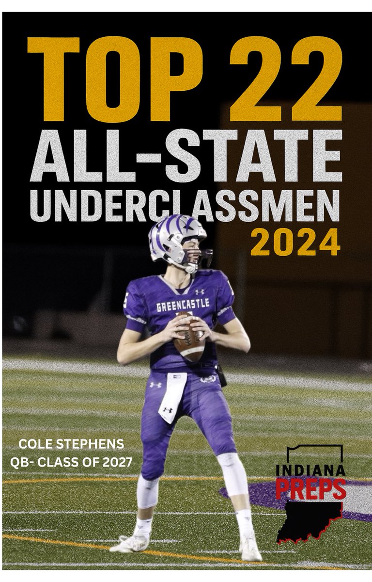 Honored to be named to the Indiana Preps Top 22 All-State Underclassmen for 2024. 
Grateful for my teammates, coaches, and everyone who’s helped me get better every day.

#Top22 #AllState #QB #AirRaid #RecruitTheCastle