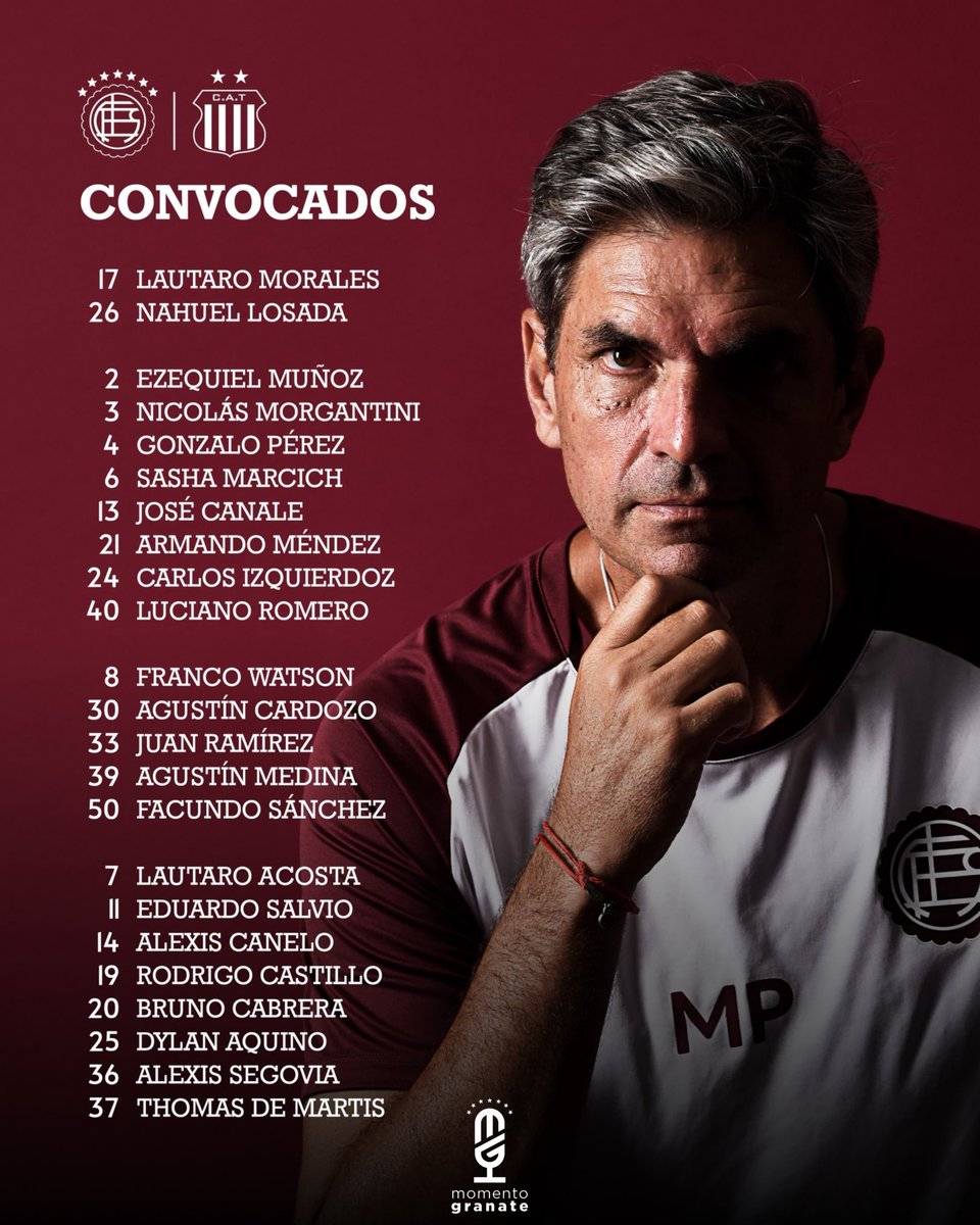 🇱🇻📄 NÓMINA 🆚 TALLERES 

Estos son los elegidos por Mauricio Pellegrino para el partido de mañana, en La Fortaleza.

⚠️ Entre los convocados están Luciano Romero, Facundo Sánchez y Thomas De Martis.