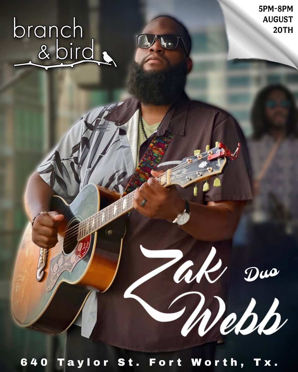 Webb Wednesday has wings &amp; this month everyone’s flocking to Branch &amp; Bird on August 20th! 🪽 
We’ll be perched atop the Sky Lobby Level &amp; Patio of Frost Tower overlooking downtown Fort Worth. 
See ya there… 🎶

#livemusic #fortworthfoodies #downtownftworth #zakwebbmusic