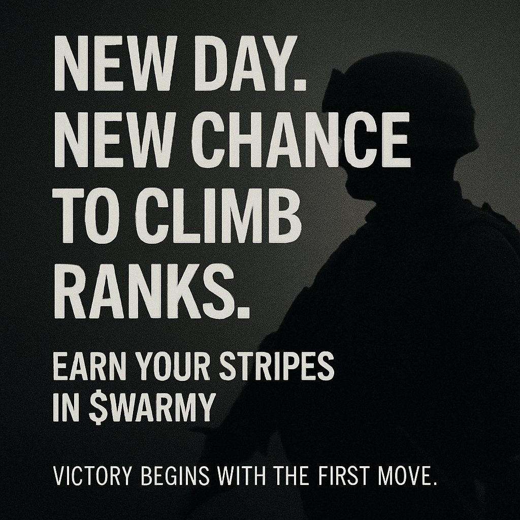 New DAY. New CHANCE.

🛡️ Wariors don’t wait — they take action.
🎖️ Earn your stripes in $WARMY.
Victory begins with the first move.
#WarmyToken #WorldchainArmy #WorldApp