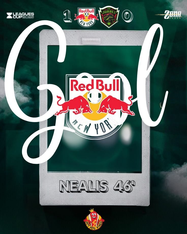 Zona Brava MX (@zonabravamx) on Twitter photo GOL DE <a href="/NewYorkRedBulls/">New York Red Bulls</a>
47' | En una falta por derecha, Marcelo Morales mandó un centro cruzado al segundo palo donde Dylan Nealis remató de cbezaa para vencer a Jurado.
#ZonaBravaInforma #ContigoMásBravos #JuarezEsElNumberOne #FCJuárez #LeaguesCup GOL DE <a href="/NewYorkRedBulls/">New York Red Bulls</a>
47' | En una falta por derecha, Marcelo Morales mandó un centro cruzado al segundo palo donde Dylan Nealis remató de cbezaa para vencer a Jurado.
#ZonaBravaInforma #ContigoMásBravos #JuarezEsElNumberOne #FCJuárez #LeaguesCup