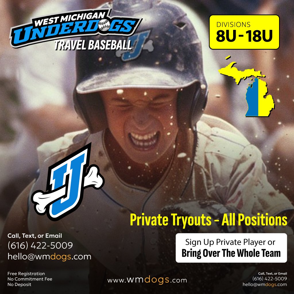 Didn't make the team? No worries.  We got your back.

TRAVEL BALL - Private Tryouts in your hometown.
wmdogs.com 

#baseball #BaseballTravel #baseballtravel #travelbaseball #travelbaseballmom #MichiganBaseball #westmichigan #westmichiganbaseball