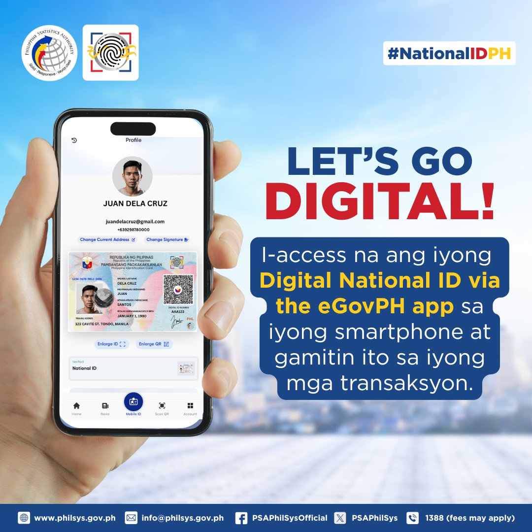 PSA Philippine Identification System (@psaphilsys) on Twitter photo ๐๐.๐% ๐ง๐ ๐ฆ๐ ๐ ๐๐ข๐ฅ๐ข๐ฉ๐ข๐ง๐จ ๐ฌ๐ ๐๐๐ญ๐ข๐จ๐ง๐๐ฅ ๐๐๐ฉ๐ข๐ญ๐๐ฅ ๐๐๐ ๐ข๐จ๐ง ๐๐๐๐ ๐๐ ๐ฉ๐๐ญ๐๐๐ฌ ๐๐ฒ ๐ฆ๐๐ฒ ๐ฌ๐ฆ๐๐ซ๐ญ๐ฉ๐ก๐จ๐ง๐ ๐ง๐.
I-access na ang iyong Digital National via the eGovPH app!
Letโs go digital sa Makabagong Pilipinas!
#NationalIDPH #PSA ๐๐.๐% ๐ง๐ ๐ฆ๐ ๐ ๐๐ข๐ฅ๐ข๐ฉ๐ข๐ง๐จ ๐ฌ๐ ๐๐๐ญ๐ข๐จ๐ง๐๐ฅ ๐๐๐ฉ๐ข๐ญ๐๐ฅ ๐๐๐ ๐ข๐จ๐ง ๐๐๐๐ ๐๐ ๐ฉ๐๐ญ๐๐๐ฌ ๐๐ฒ ๐ฆ๐๐ฒ ๐ฌ๐ฆ๐๐ซ๐ญ๐ฉ๐ก๐จ๐ง๐ ๐ง๐.
I-access na ang iyong Digital National via the eGovPH app!
Letโs go digital sa Makabagong Pilipinas!
#NationalIDPH #PSA
