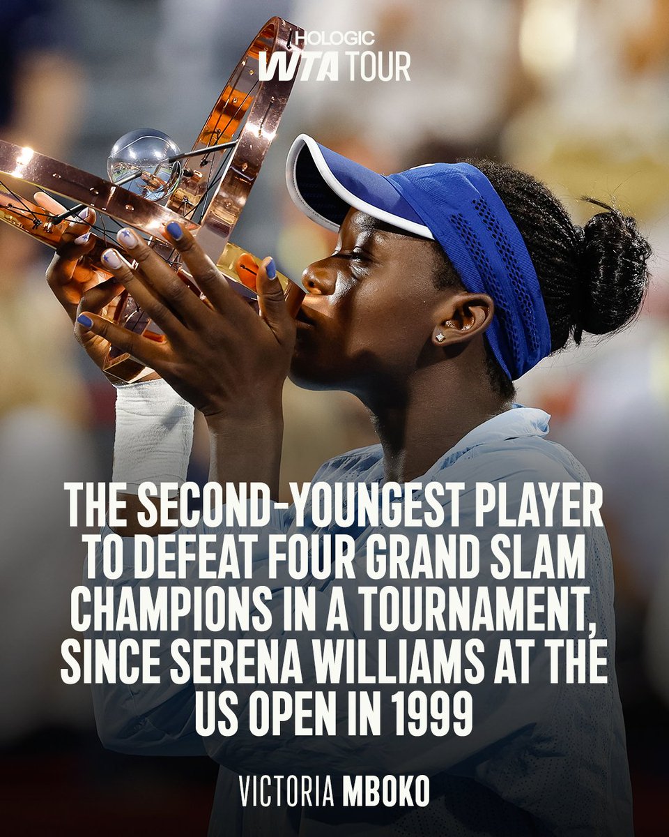 In good company 🤝

Victoria Mboko becomes the second-youngest player in the Open Era to defeat four Grand Slam
champions in a single tournament, older only than Serena Williams at the US Open 1999.

#OBN25