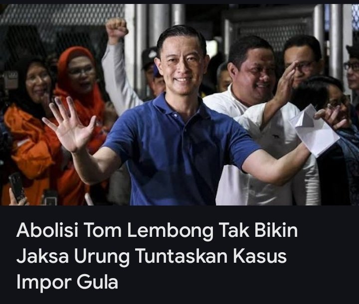 Periksa juga donk Mendag yang lain,yang import gula lebih besar !!!!

Kejagung berani gak ????

Jangan cuma karena gak sesuai dengan selera penguasa akhirnya tom Lembong saja  jadi korban.