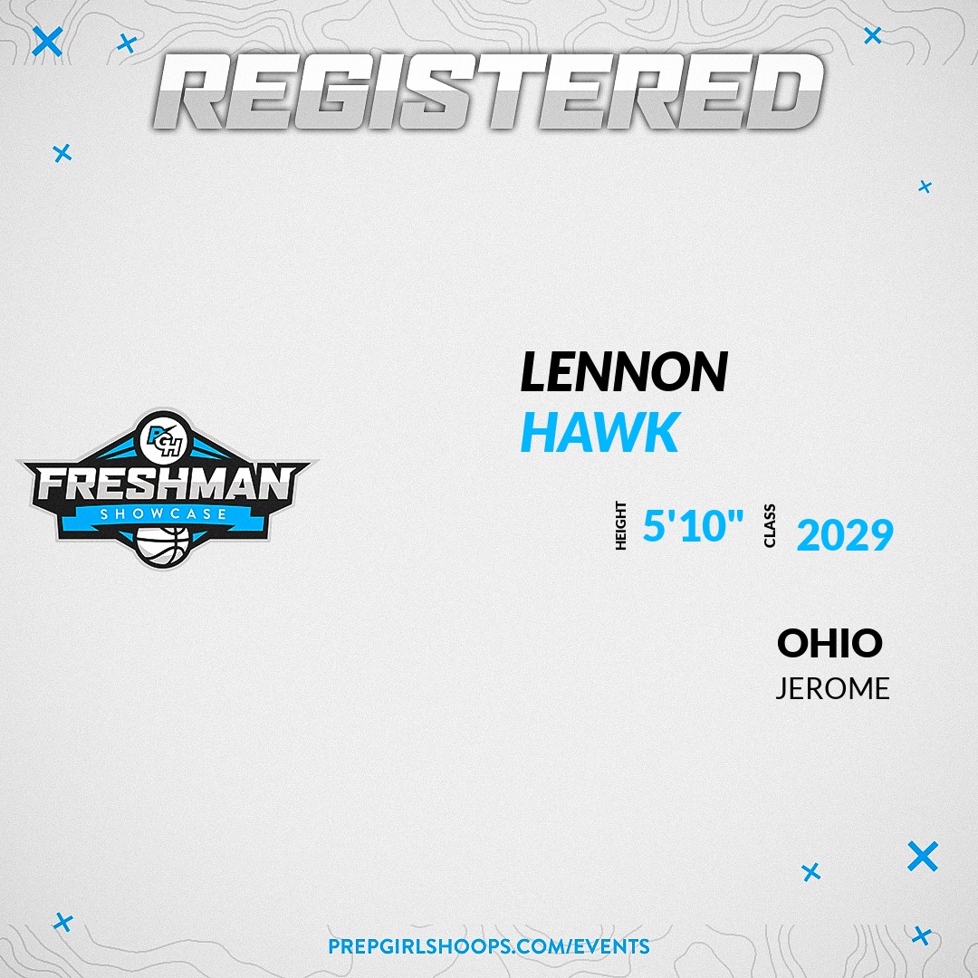 Welcome Class of 2029 Lennon Hawk of Jerome HS to the <a href="/PGH_Ohio/">Prep Girls Hoops Ohio</a> Showcase @ Fieldhouse USA Columbus. 

🔥🏀 #PGHFreshmanShowcaseOH 🏀🔥

Register NOW! 👇  
events.prepgirlshoops.com/e/1583/registe…