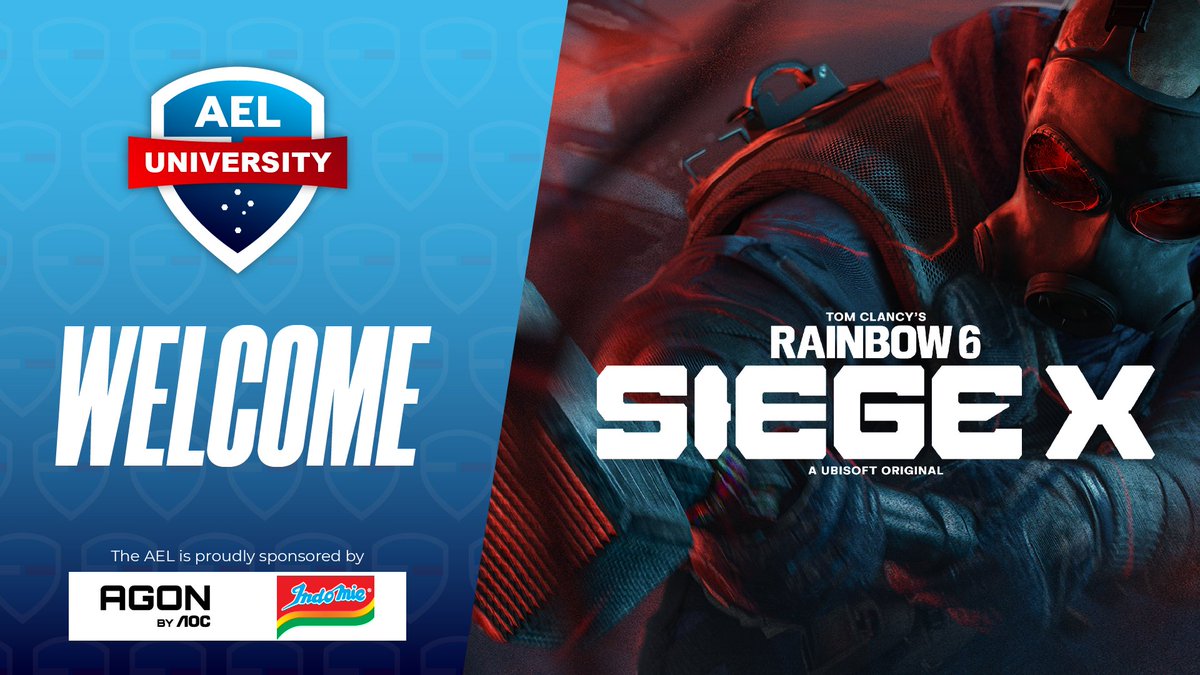 🚨Rainbow Six Siege X returns to the AEL University League!🚨

Matches start TONIGHT and run online every Friday until 26th September.

Students are competing for a share of our Season 2 AEL University League $25,000 prize pool – including epic gear from AGON by AOC and HyperX!
