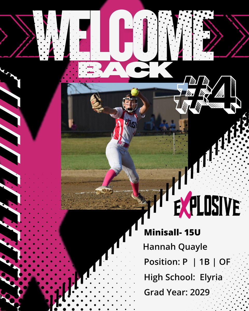 Explosive- Minisall- 15U (@explosivesb) on Twitter photo Locked in and ready — 2029 <a href="/QuayleHannah29/">Hannah Quayle</a> is back in pink and black to bring the speed, energy, and clutch plays 15U Explosive-Minisall thrives on. Let’s go, Hannah! Locked in and ready — 2029 <a href="/QuayleHannah29/">Hannah Quayle</a> is back in pink and black to bring the speed, energy, and clutch plays 15U Explosive-Minisall thrives on. Let’s go, Hannah!