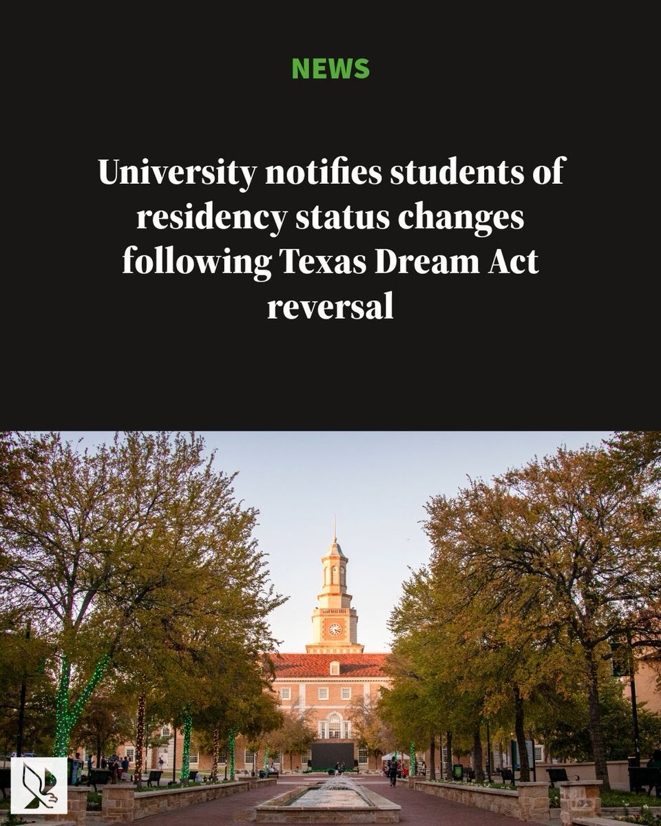 NEWS: University notifies students of residency status changes following Texas Dream Act reversal 

📝 : <a href="/GiannaOrtner/">giannae.ortner_reports</a>, Matthew Winter
📸 : Aiden Gonzalez

Read more: buff.ly/Tqd9ziF