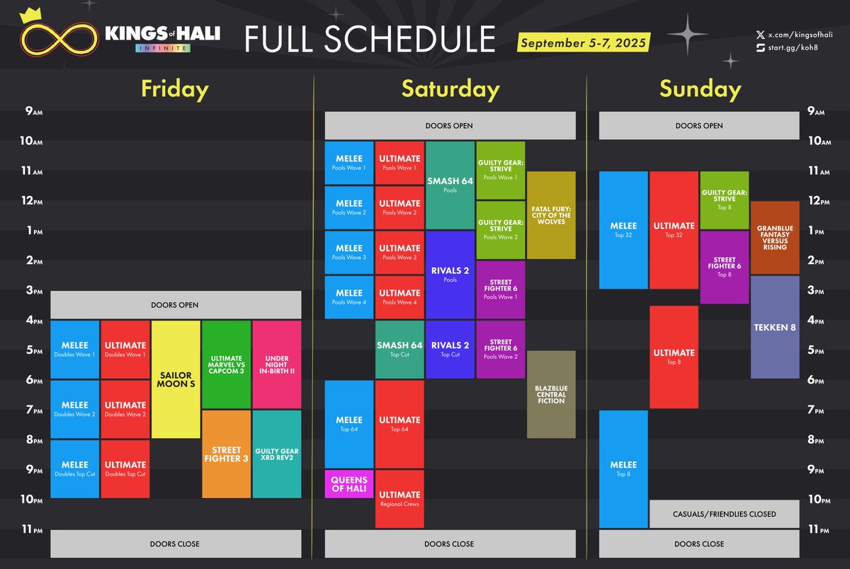 Looking to plan your trip more than 5 days in advance? KOH has got you covered! Here is our schedule :