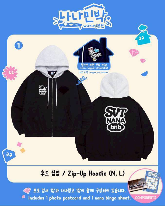 cartybdis's tweet photo. hello bubuhayin to post this pls bentahan niyo na ko 😞

wtb lfs nana bnb merch hoodie 
— size m preferred but l is okay as well!
— can payo huhu pls

seventeen svt zip up jacket hoodie https://t.co/lb56GDUNTd