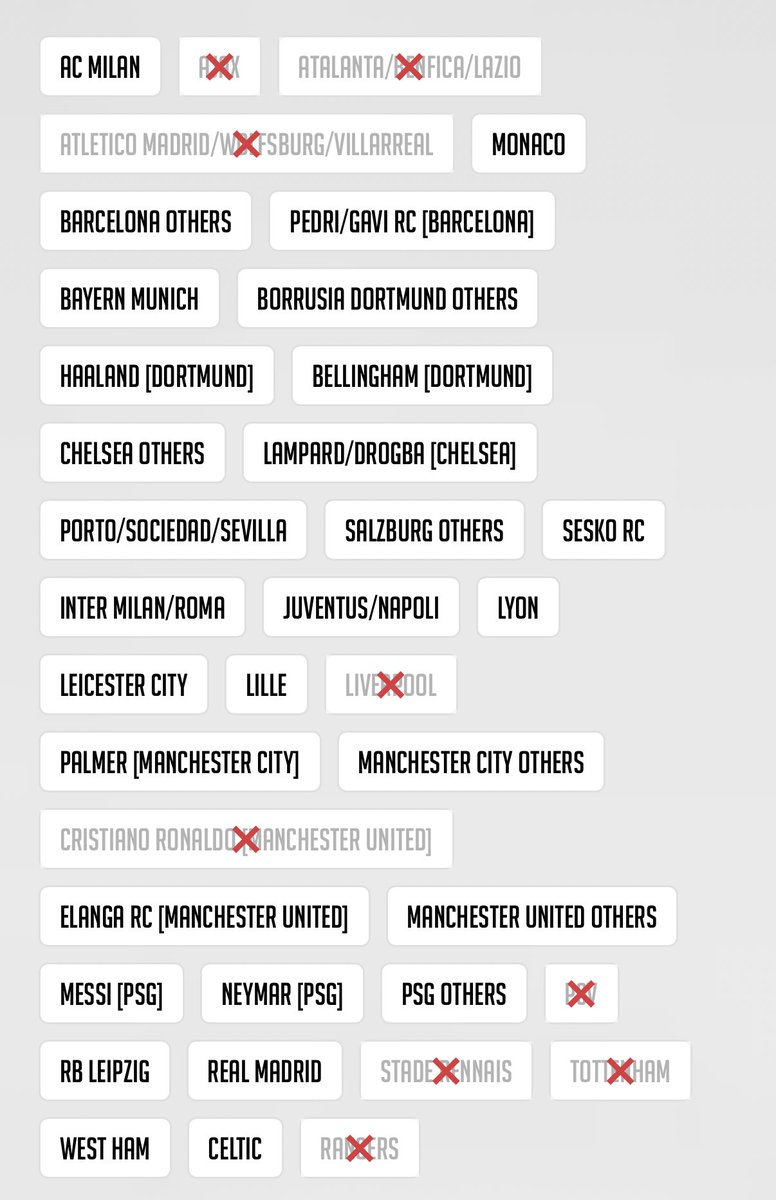 Remaining teams in the 21-22 Merlin Hobby Soccer Break!

A lot of big Rookies in this set like Sesko, Palmer, Gavi, Tchouameni and more still available!

Breaking Friday!