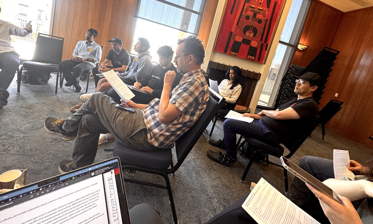 Whitepaper Reading Club (@wpreadingclub) on Twitter photo Whitepaper Reading SBC25 Session 2: Ligero
Prof. <a href="/mvenkita/">Muthu Venkitasubramaniam</a> of <a href="/ligero_inc/">Ligero Inc.</a> guided us through the next frontier of ZK-privacy, moving beyond traditional SNARKs.
Key Takeaways:
- Core concept: Using MPC-in-the-Head & holographic proofs for stronger privacy.
- Enables client-side Whitepaper Reading SBC25 Session 2: Ligero
Prof. <a href="/mvenkita/">Muthu Venkitasubramaniam</a> of <a href="/ligero_inc/">Ligero Inc.</a> guided us through the next frontier of ZK-privacy, moving beyond traditional SNARKs.
Key Takeaways:
- Core concept: Using MPC-in-the-Head & holographic proofs for stronger privacy.
- Enables client-side