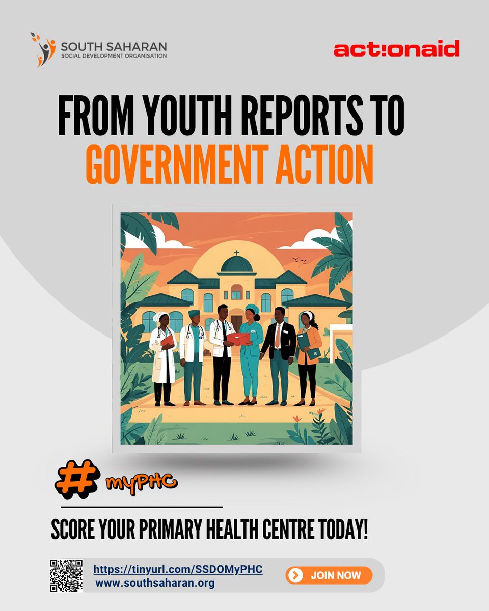 southsaharan's tweet image. ✊🏾 From youth reports to government action. It starts with you.

🗣️ Speak up for better PHCs in your community.

✅ Score your PHC now → shorturl.at/jP7tr

#MyPHC #YouthForHealth #FixOurPHC #UHC