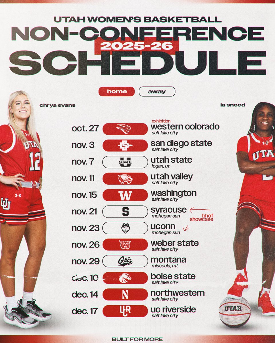 🚨 𝐓𝐇𝐄 𝐂𝐎𝐔𝐍𝐓𝐃𝐎𝐖𝐍 𝐈𝐒 𝐎𝐍 🚨

Your 2025-26 non-conference schedule is locked in.

Read more: utahutes.com/news/2025/8/7/…

#GoUtes #RootedinRed #BuiltforMore