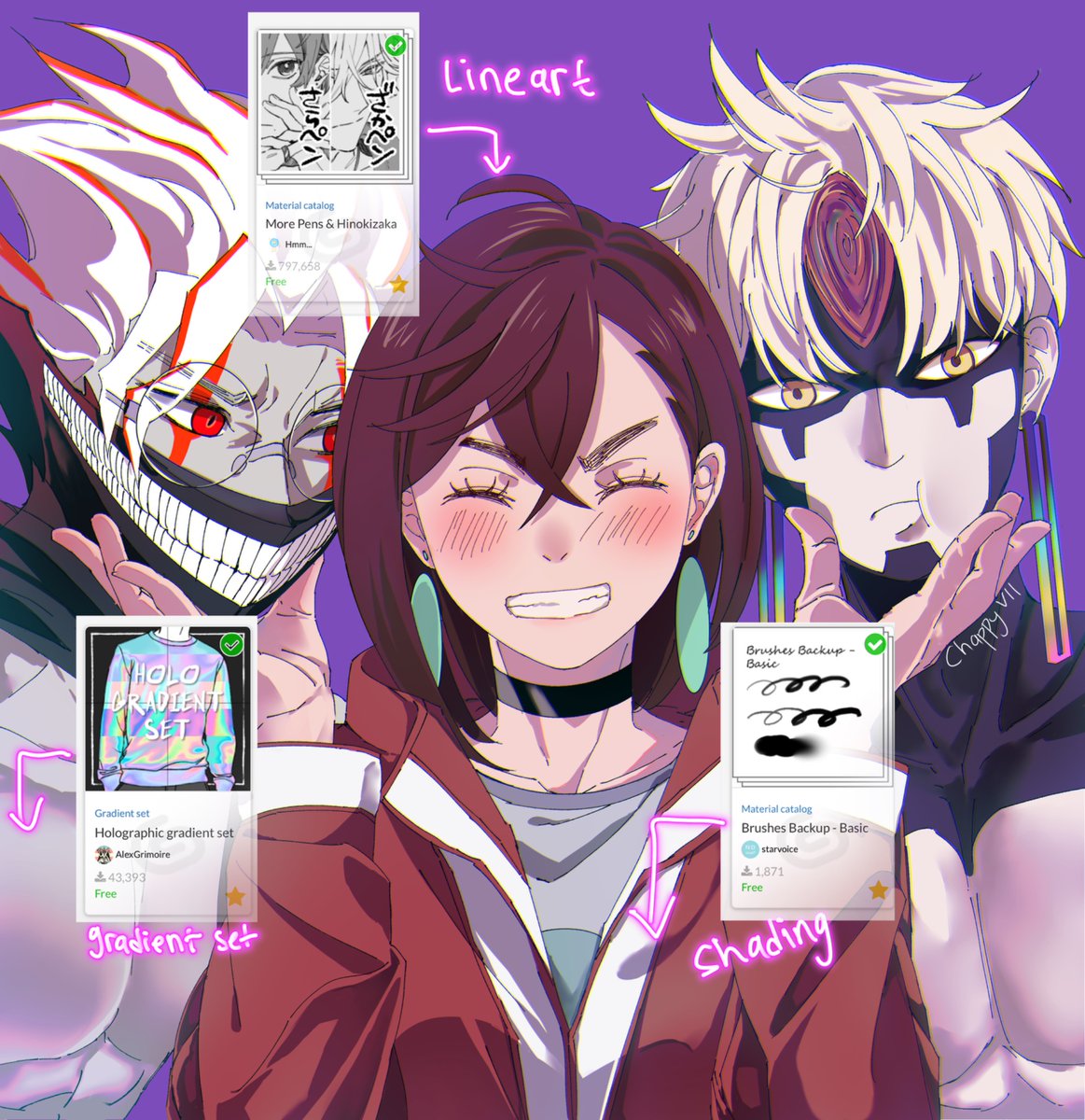 I love #CLIPSTUDIO so much😭💕💕💕
I’ve been using CSP for more than 3 years, I used paint tool SAI before I bought an ipad heheh 

Lineart assets.clip-studio.com/en-us/detail?i…
Shading assets.clip-studio.com/en-us/detail?i…
Gradient set assets.clip-studio.com/en-us/detail?i…