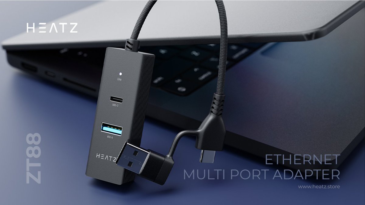 HeatzKsa's tweet image. Boost your workflow with the Heatz ZT88 Ethernet Multi Port Adapter. RJ45, USB-C &amp;amp; USB 2.0 in a sleek black design speed, stability &amp;amp; style for your devices.

Learn More: heatz.store
.
.
#Heatz #MultiPortAdapter #EthernetAdapter #Gadgets