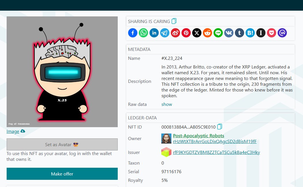 X23 (@x_23britto) on Twitter photo Welcome to @X23 family <a href="/JoelKatz/">David 'JoelKatz' Schwartz</a>
Thank you for accepting the X23 NFT.
is Britto coming back?
bithomp.com/en/nft/0008138β¦ Welcome to @X23 family <a href="/JoelKatz/">David 'JoelKatz' Schwartz</a>
Thank you for accepting the X23 NFT.
is Britto coming back?
bithomp.com/en/nft/0008138β¦