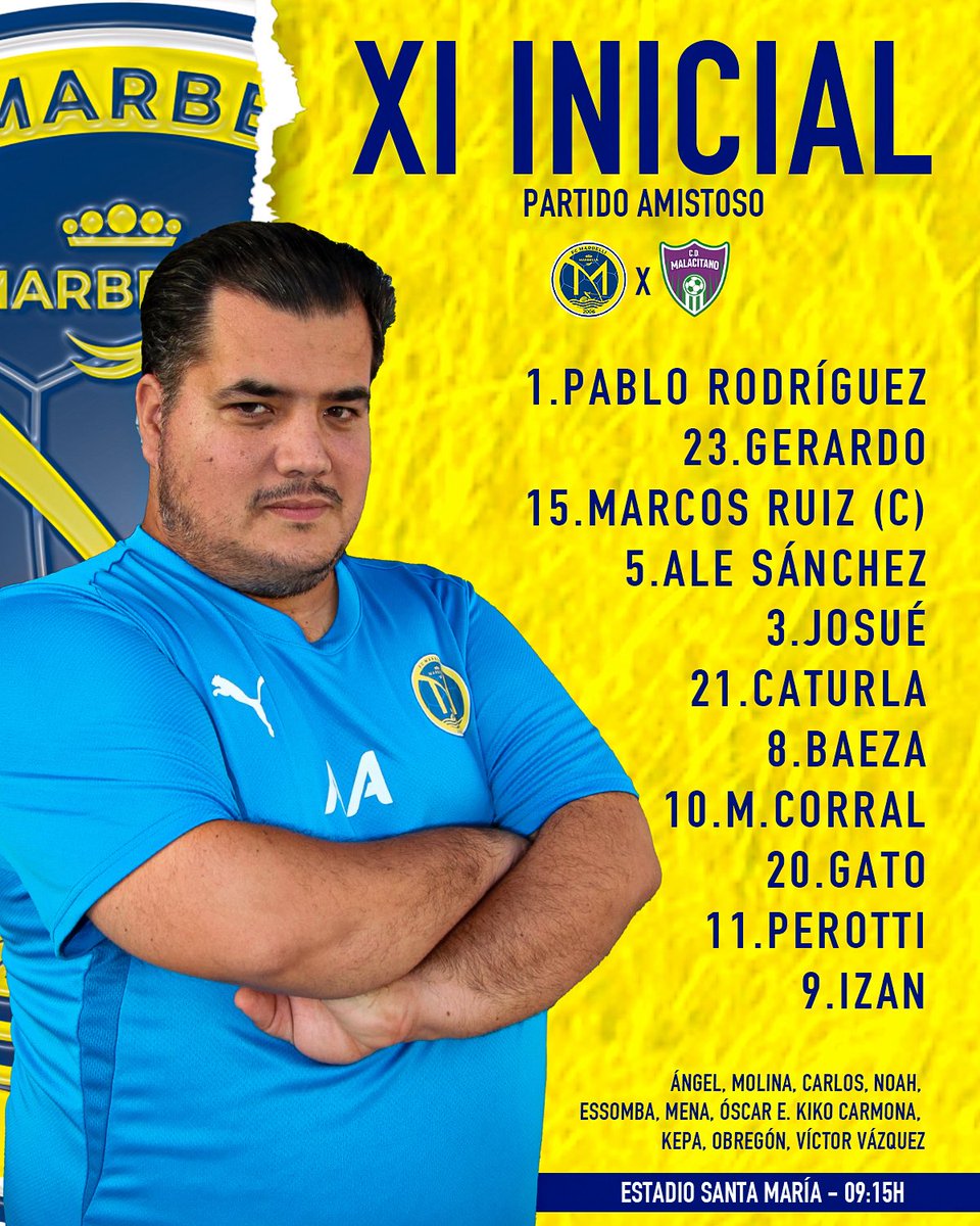 📝 Nuestro XI inicial para hoy 🆚 CD Malacitano