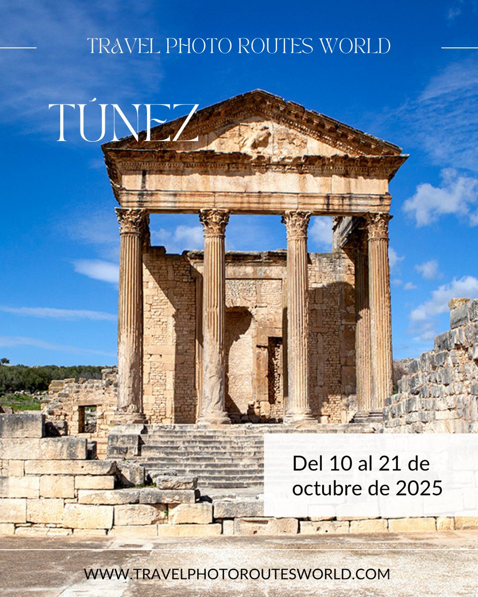 📸✨ Domina tu cámara en un escenario de leyenda. 
¿Te imaginas perfeccionar tus técnicas fotográficas entre oasis, ruinas romanas y medinas llenas de color?
🌍 Descubre la auténtica alma de #Túnez 
🔎 travelphotoroutesworld.com/viaje-fotograf… #TravelPhotoRoutesWorld #UnDestinodeEnsueño