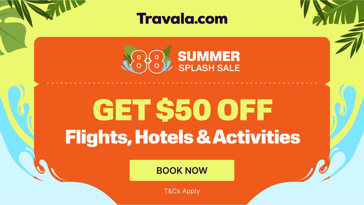 📢 8.8 Summer Splash Sale is ON! Offer ends in 72 hrs ⏰☀️

Get $50 OFF hotels, flights &amp; activities on Travala! ✈️

Sign up or log in via this link 👉 bit.ly/4nW5ZVT

Don’t miss the last big travel sale of the season and end your summer with an adventure 🌴