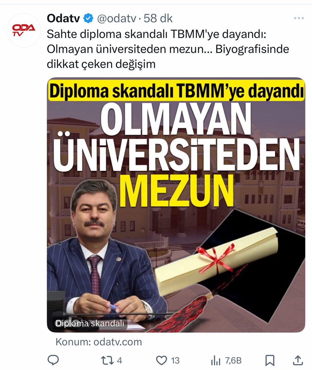AKP milletvekili Necmettin Erkan olmayan bir üniversiteden mezun olmuş.
AKP için sorun olmuyor hemen biyografiden siliyor, sorun halloluyor. 
Ha çok Soran olursa aldandım, kandım Allah affetsin, der geçer hiçbir sorun olmaz.