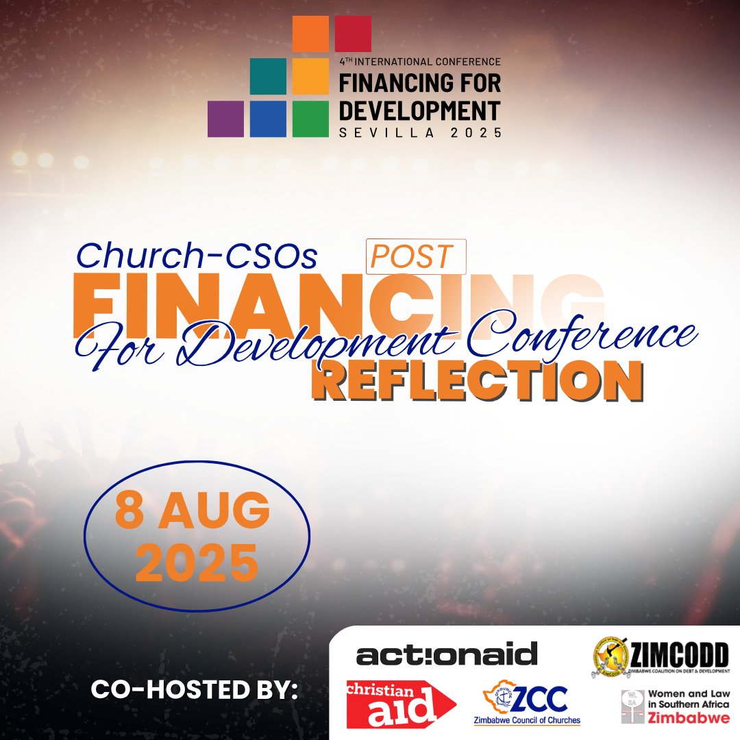 📢 Happening Today!

The Zimbabwe Council of Churches, alongside @ChristianAid, @Zimcodd, <a href="/ActionAid/">ActionAid</a>, and @WILSA, is hosting the Church-CSO Post-FfD4 Reflection Meeting. This critical gathering builds on Zimbabwe’s participation at the FfD4 Conference in Seville, aiming to
